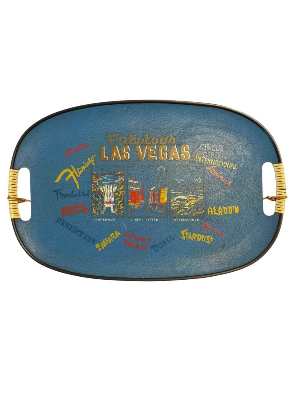 Vintage Las Vegas Souvenir Serving Tray Mid Century Casino Flamingo Caesars Pala